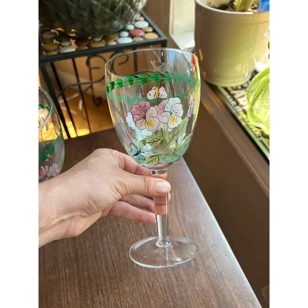 5 Portmeirion Botanic Garden Rhododendron hand painted 16 oz goblet 8